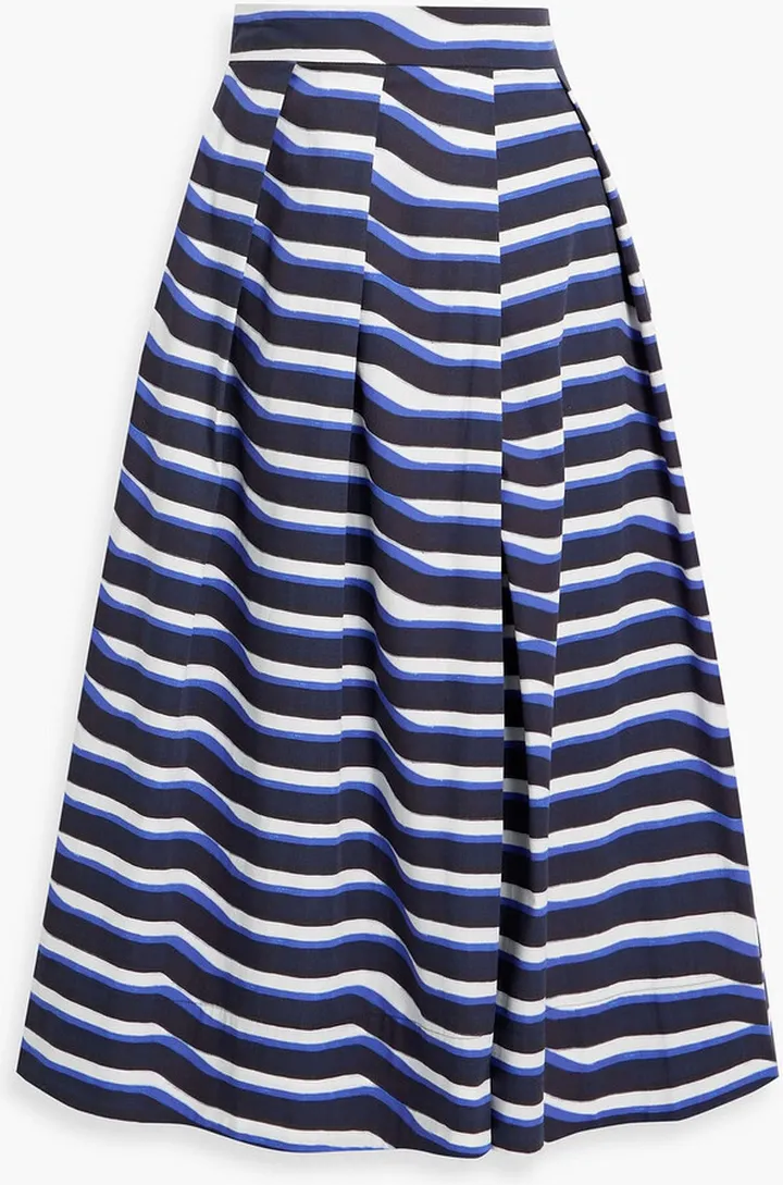 Moriam striped organic cotton-poplin midi skirt