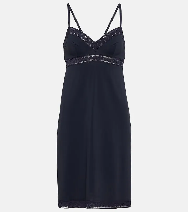Melody lace-trimmed jersey slip dress