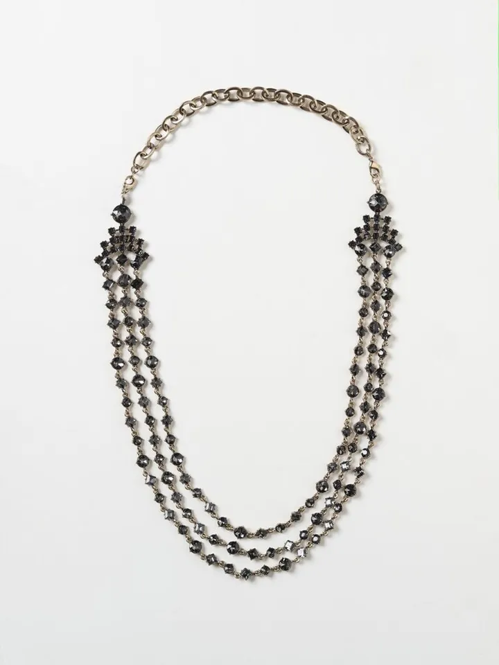 S Max Mara Afosi metal necklace with rhinestones
