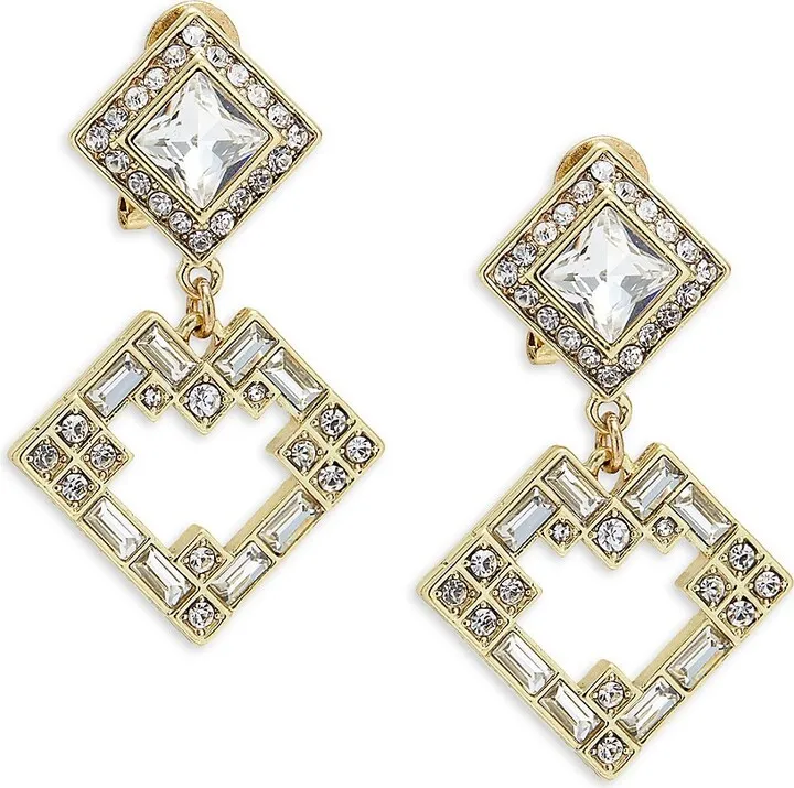 Goldtone & Czech Crystal Deco Drop Earrings