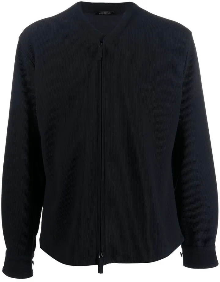 V-neck zip-up wool jacket