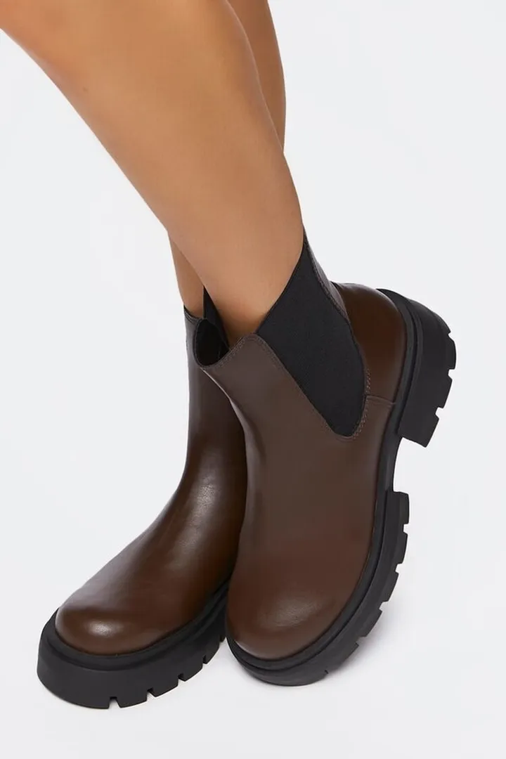 Faux Leather Chelsea Boots