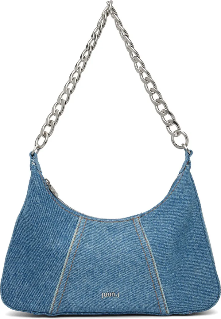 Juun.J Blue Denim Baguette Bag