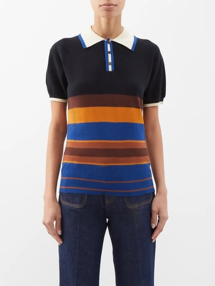 Striped Short-sleeve Cotton-piqué Polo Shirt