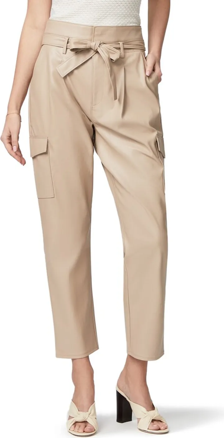 Tami Tie Waist Faux Leather Cargo Pants