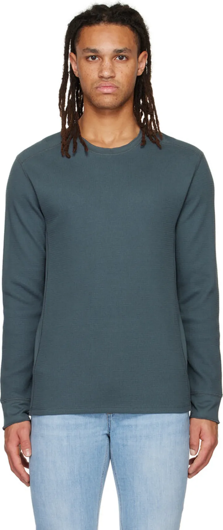 Vince Blue Thermal Long Sleeve T-Shirt