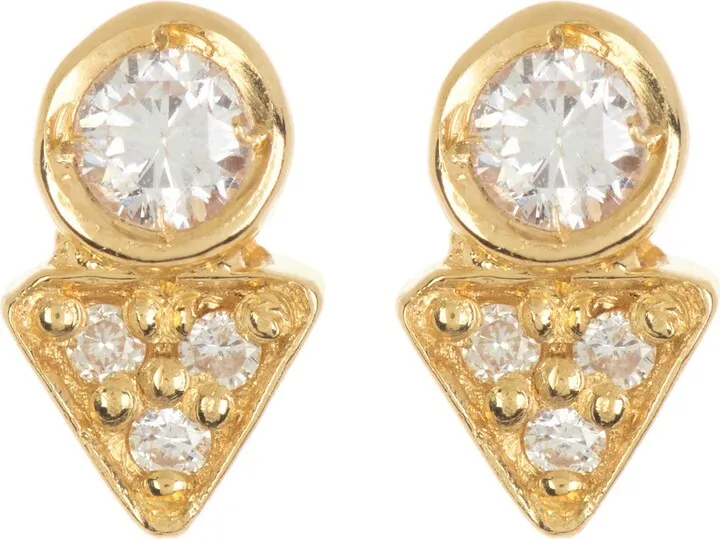 18K Yellow Gold Diamond Geometric Stud Earrings - 0.08ct.