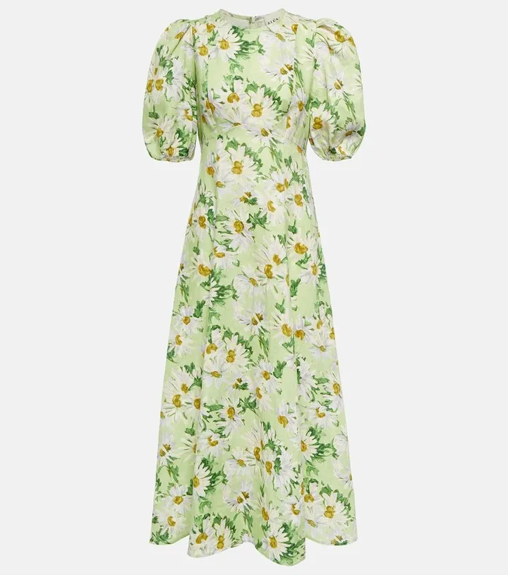 Astra floral linen midi dress