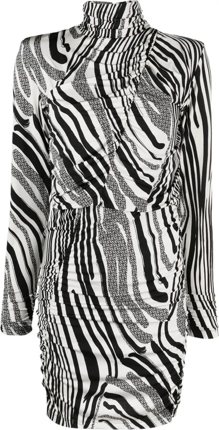 High-Neck Zebra-Print Dress