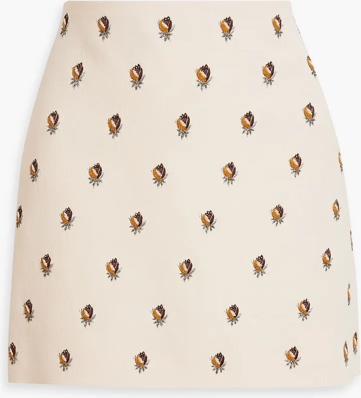 Embellished wool and silk-blend mini skirt