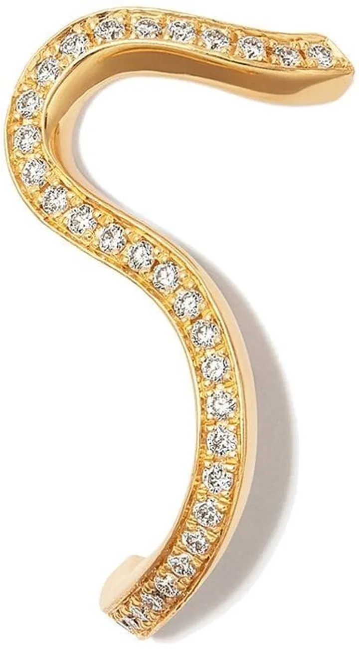 18kt yellow gold Trace Wave diamond earring
