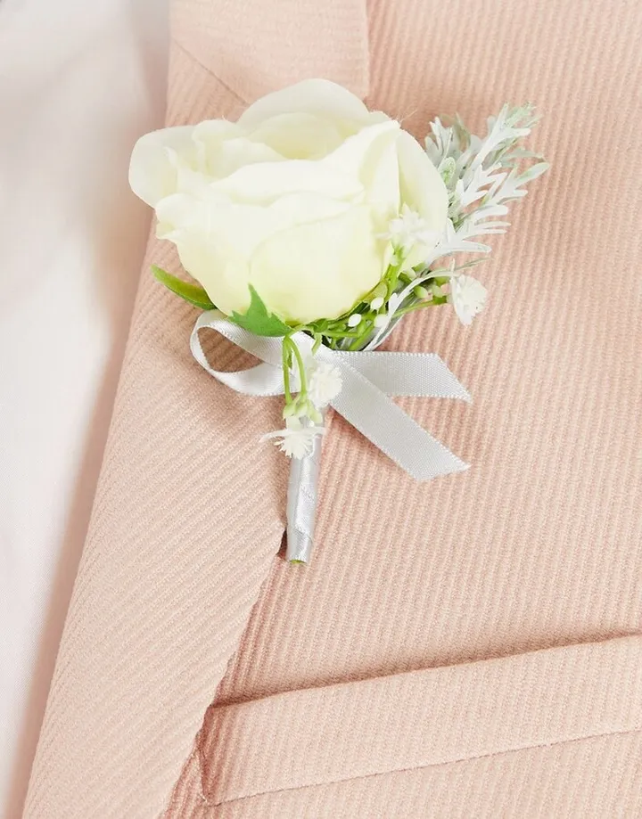 ASOS DESIGN wedding flower corsage in white
