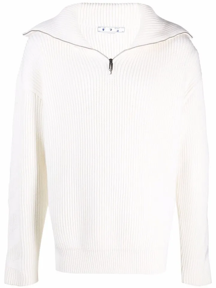 Zipped Rib Knitted Jumper