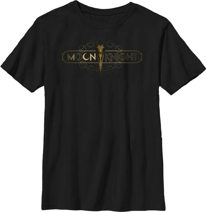 Boy's Marvel: Moon Knight Gold Bird Skull Logo T-Shirt - Black - Medium