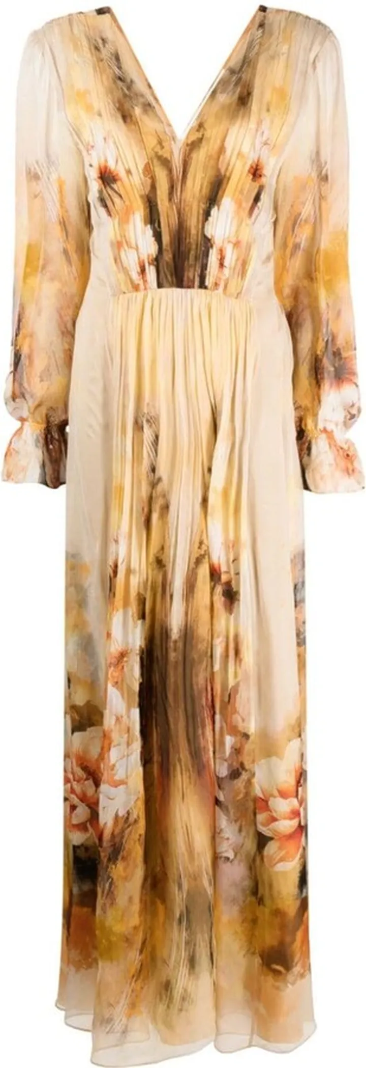Waterflower-print silk dress