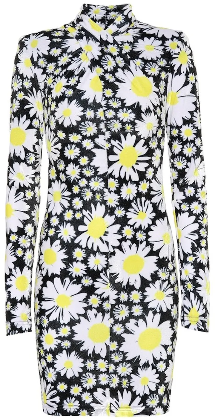 Daisy-print velvet minidress