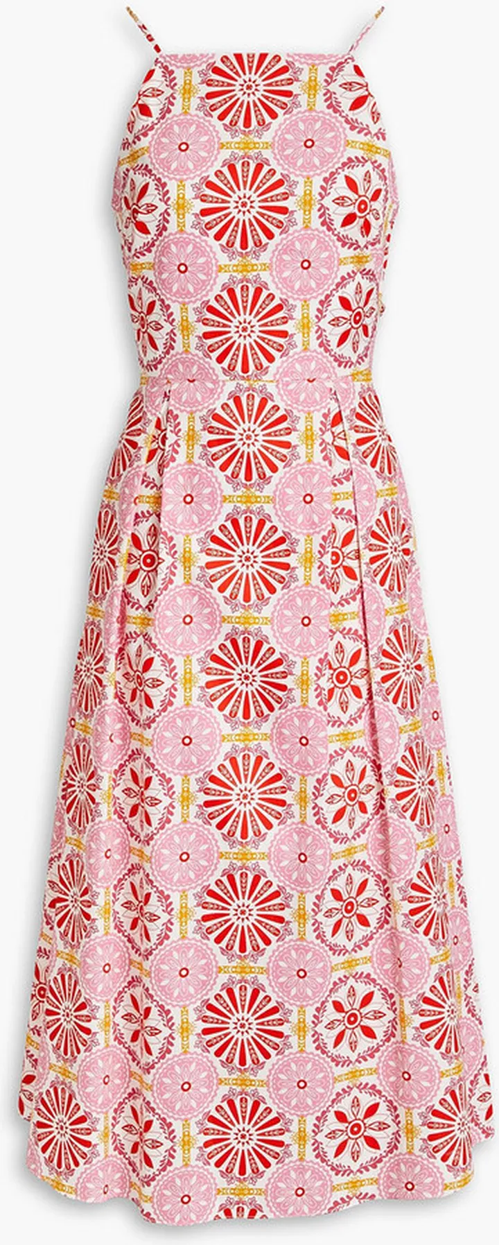 Goreti pleated printed cotton-poplin midi dress