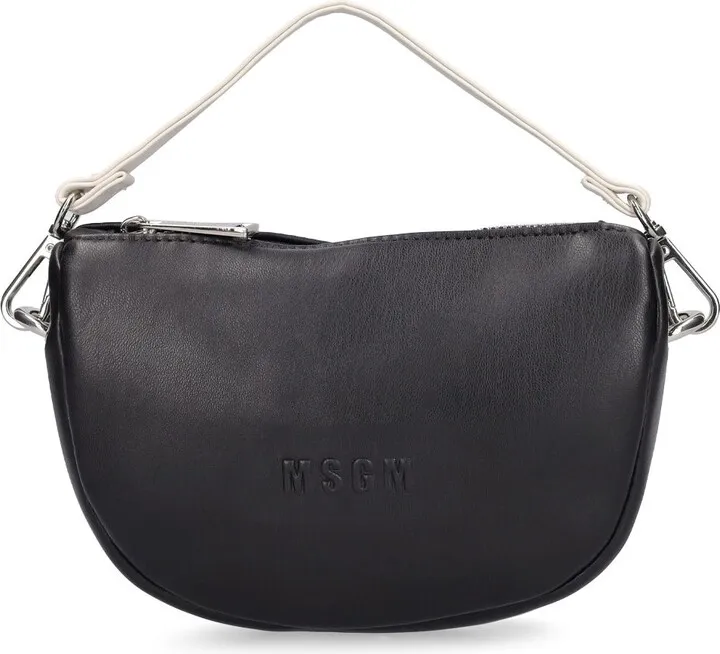 Embossed logo faux leather shoulder bag