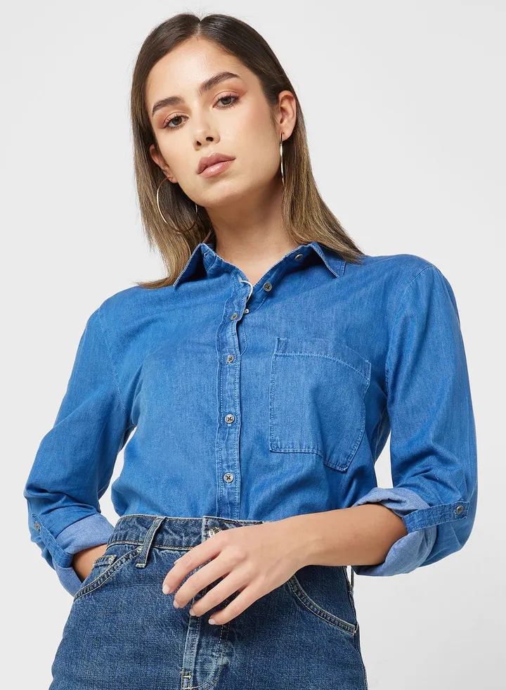 Denim Shirt With Long Sleeves