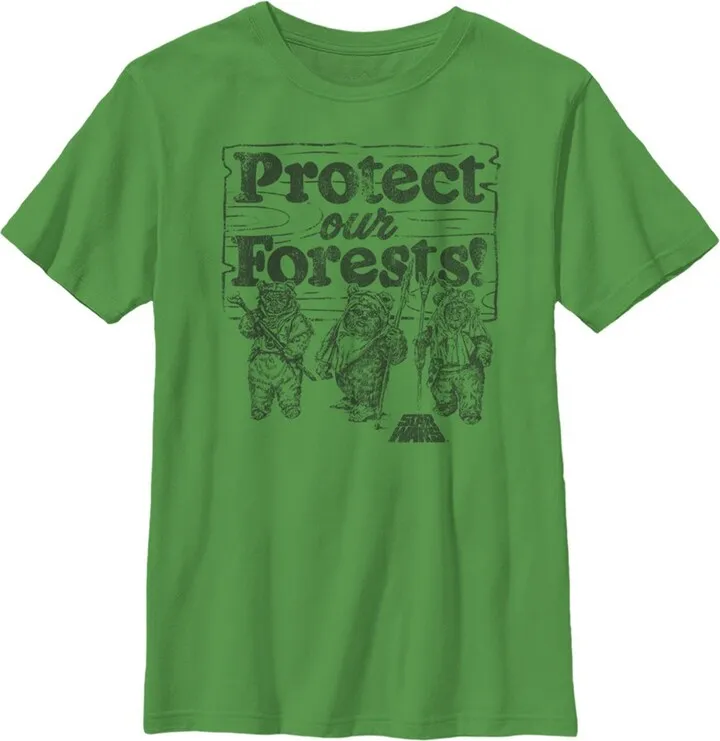 Boy's Star Wars Ewok Protect Our Forests T-Shirt - Kelly Green - Small