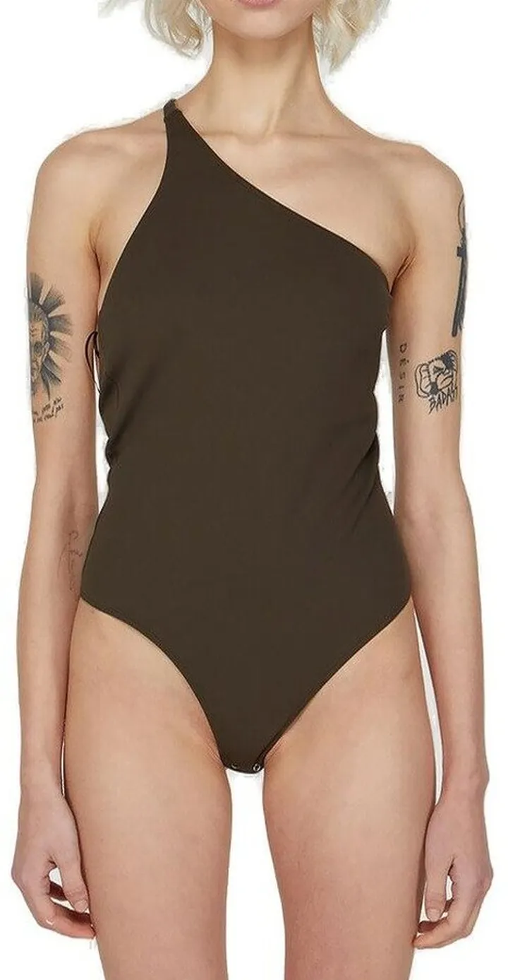 Alexander McQueen Open-Back One Shoulder Bodysuit