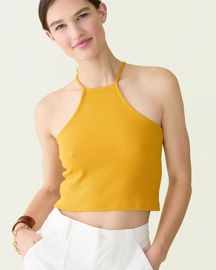Vintage rib cropped halter tank
