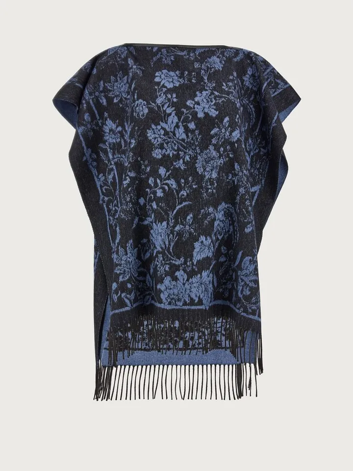 Ferragamo Women Giaguaro print Poncho Blue