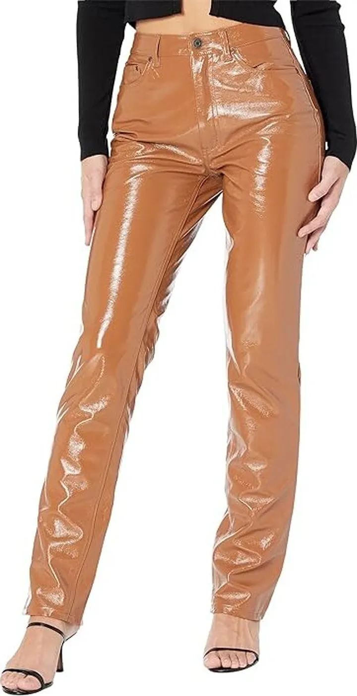 AFRM Heston Patent High-Rise Straight Leg (Camel) Women's Casual Pants
