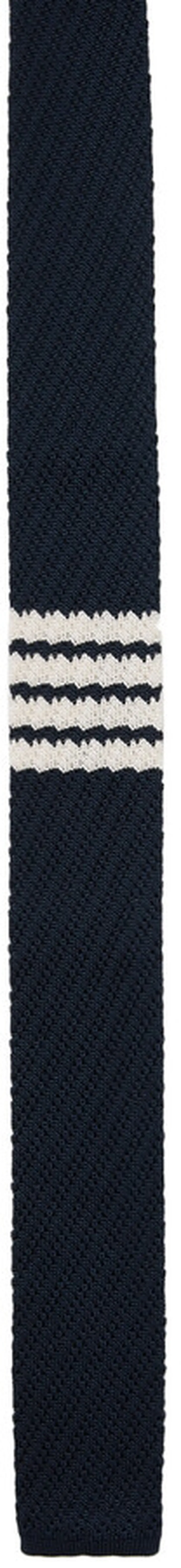 Thom Browne Navy Silk Knit 4-Bar Tie
