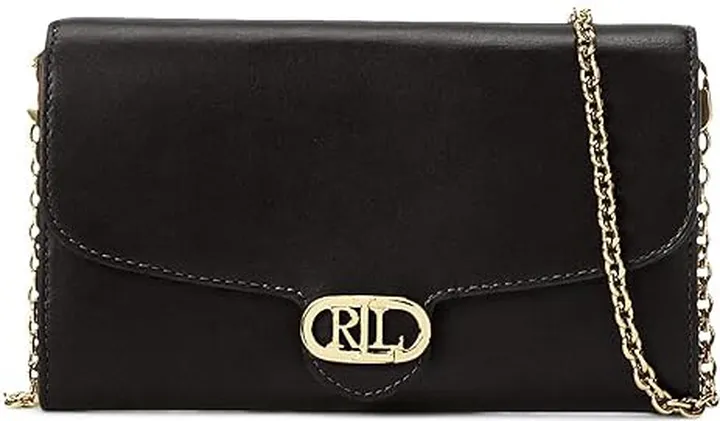 LAUREN Ralph Lauren Leather Medium Adair Crossbody (Black) Handbags