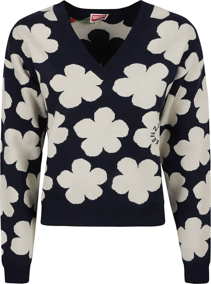 Floral V-neck Sweater