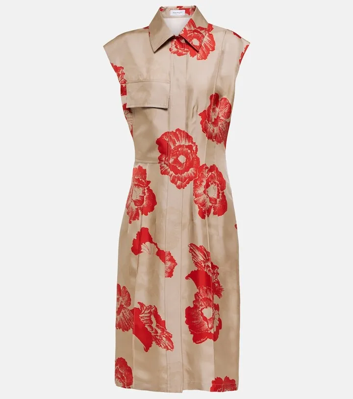 Floral silk midi dress