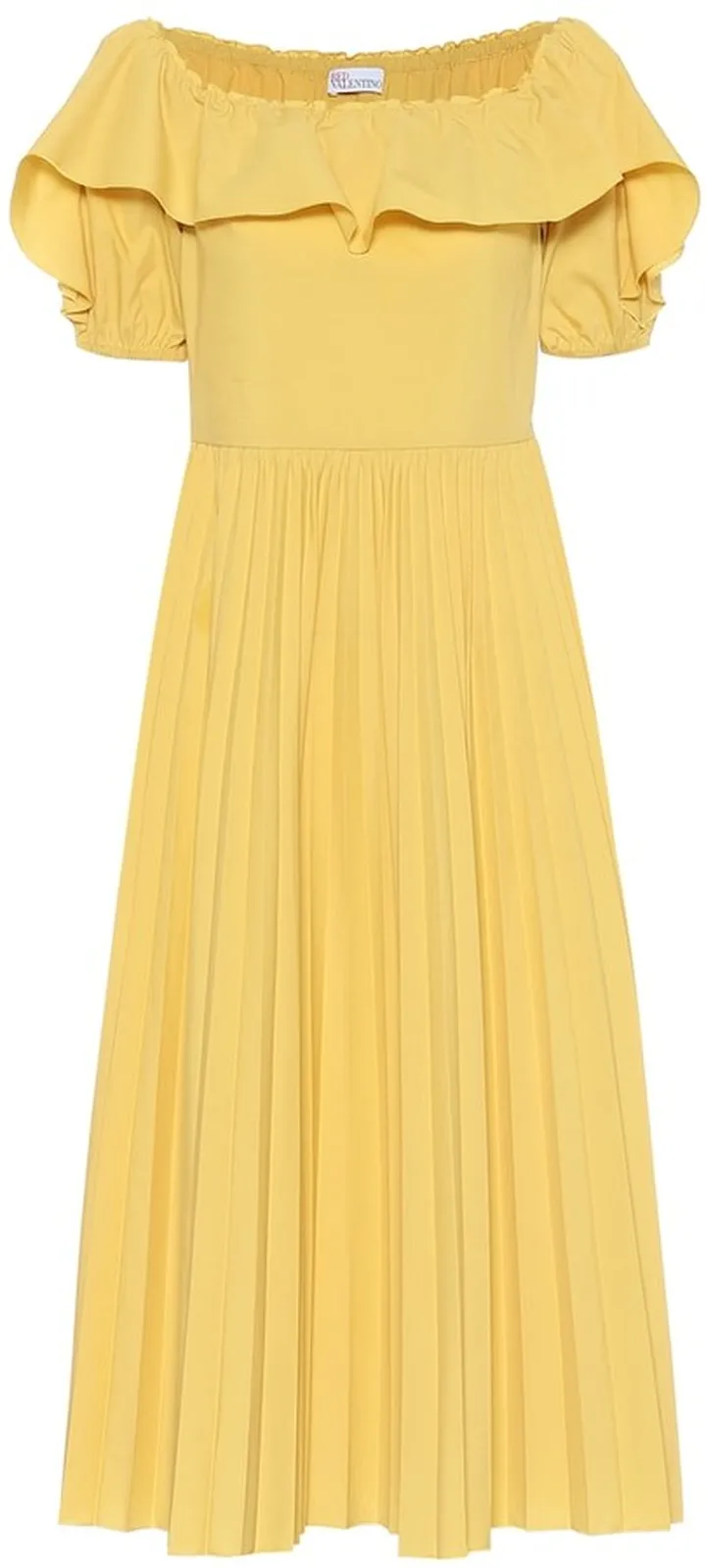 Off-shoulder cotton-blend midi dress