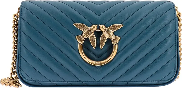 Matelassé leather shoulder bag with Love Birds detail