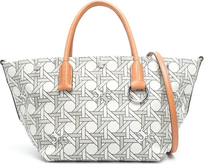 Basketweave-print canvas tote bag
