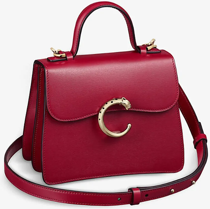 Womens Cherry Red Panthère de Mini Leather Cross-body bag