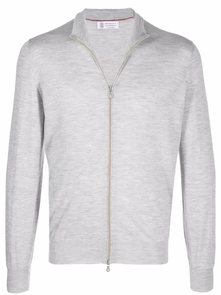 Zip-Up Cashmere-Silk Jumper