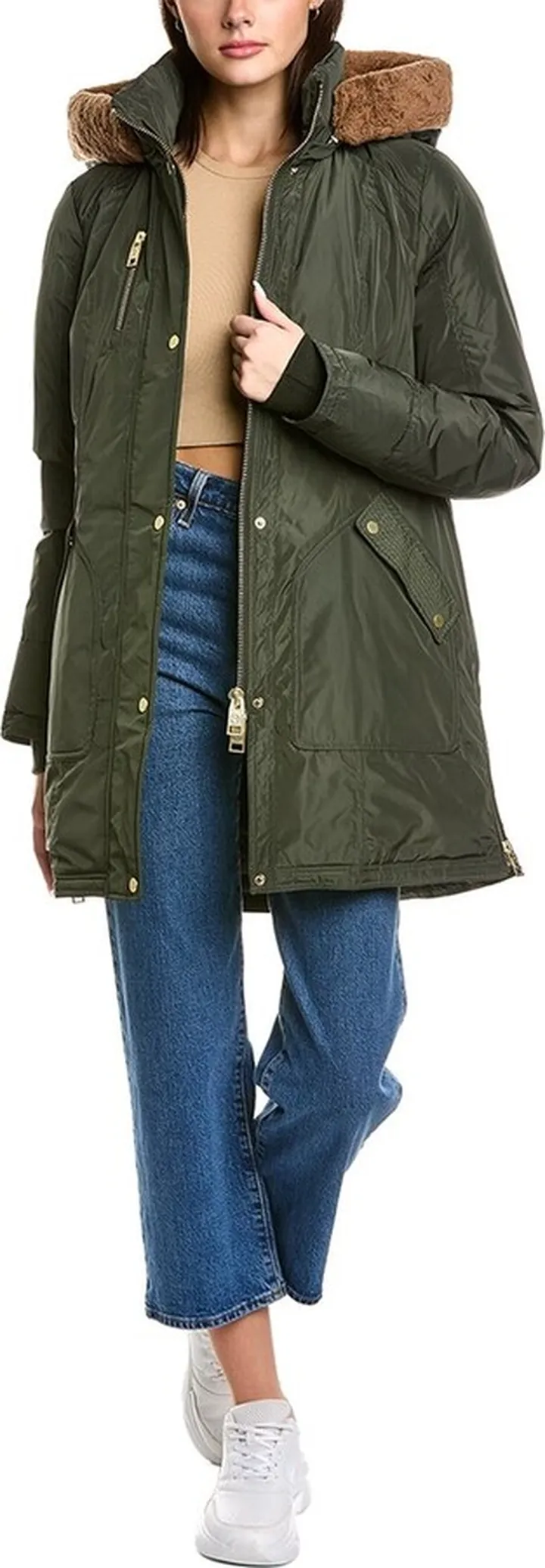 NB Series by Nicole Benisti Claremont Leather-Trim Down Coat