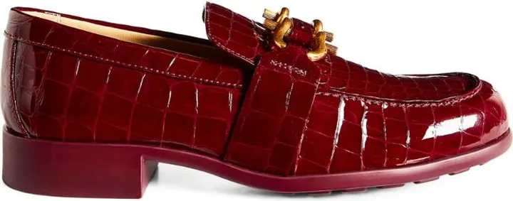Bottega Veneta Patent Leather Croc-Embossed Monsieur Loafers