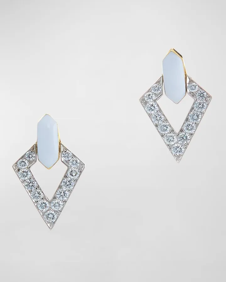 Enamel Diamond Drop Earrings