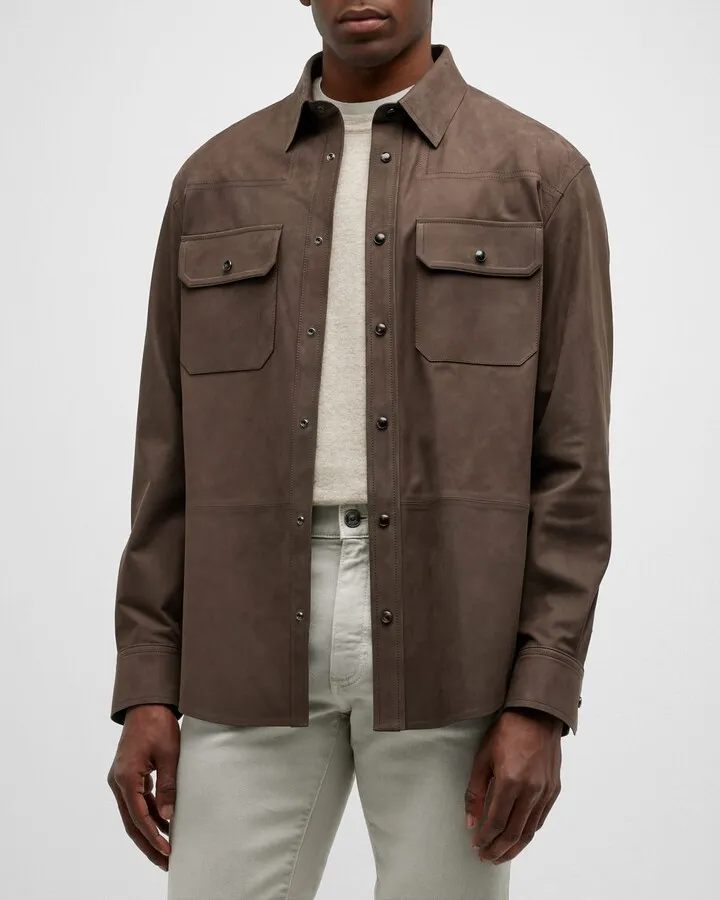 Men's Nubuck Leather Overshirt