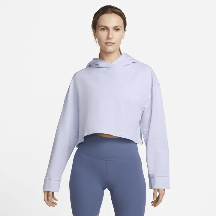 Women's Nike Yoga Luxe Cropped Fleece Hoodie in Purple
