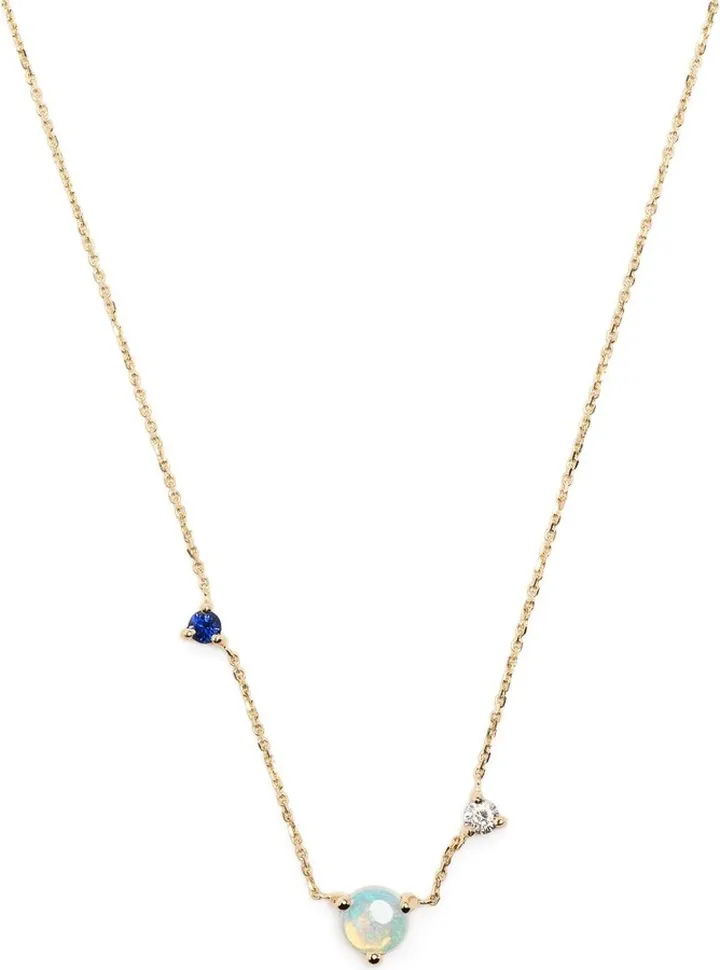 14K Yellow Gold Three-Step Opal And Diamond Necklace
