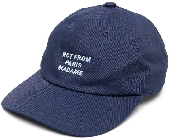 Slogan-Embroidered Cotton Cap