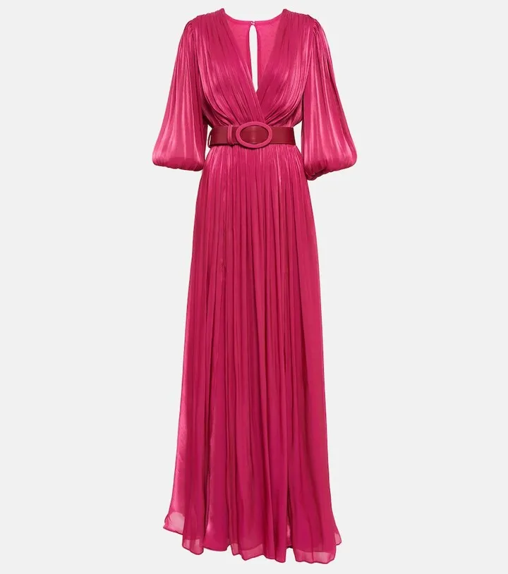 Mira pleated georgette gown