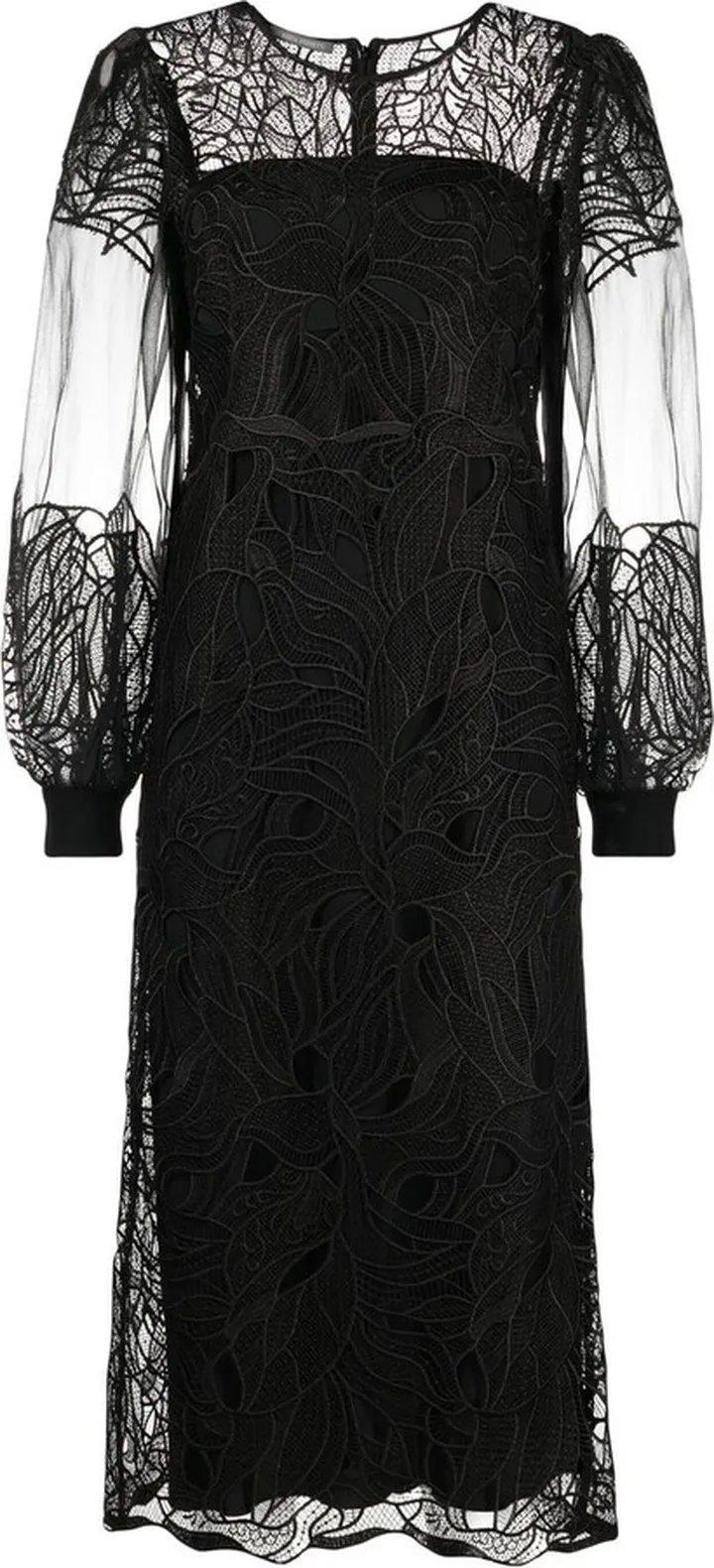 Lace-Overlay Midi Dress