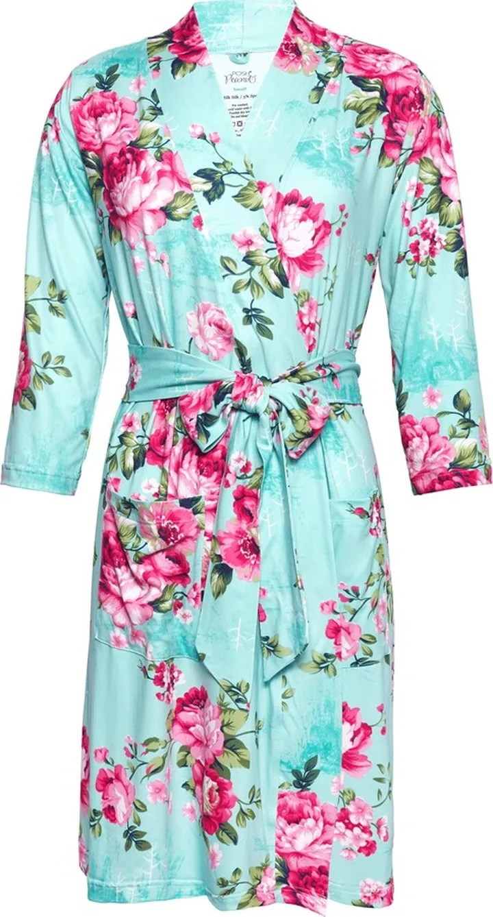 Aqua Floral Maternity Robe