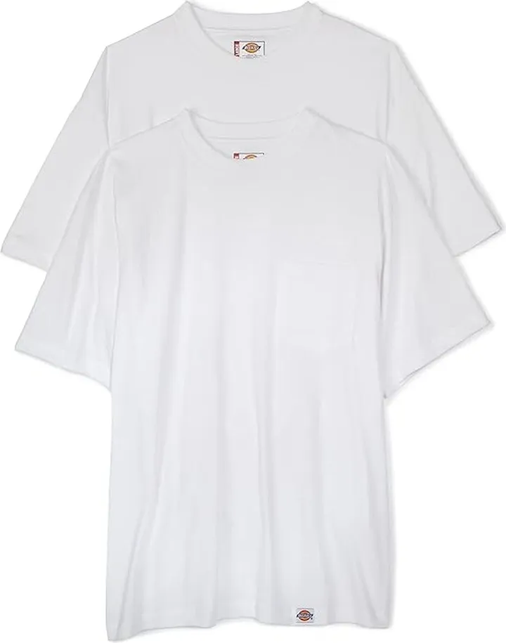Dickies Men's Short Sleeve Pocket T-Shirts Two-Pack (White) Men's T Shirt