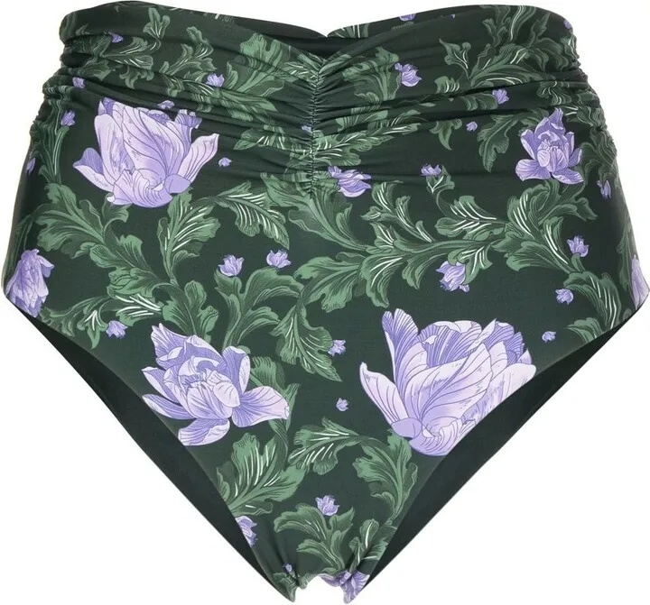 Floral Print High-Waist Bikini Bottoms