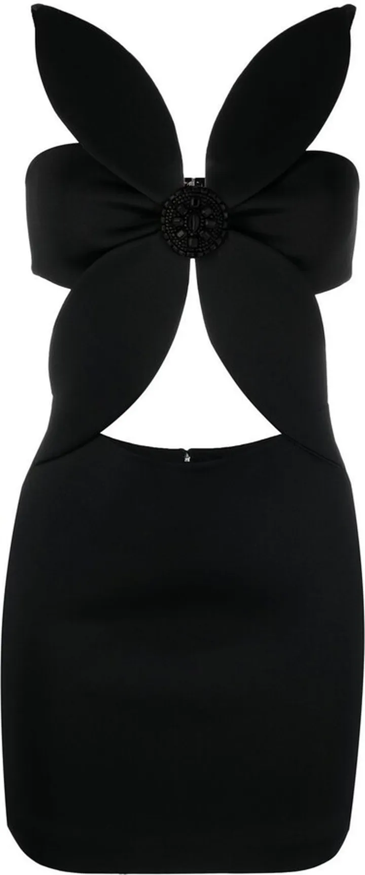 Black Flower Cut-Out Mini Dress